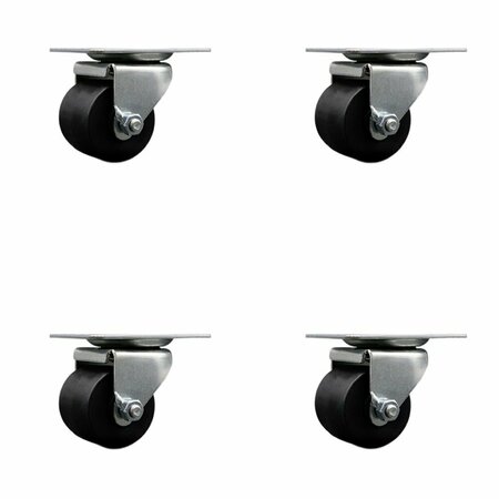 SERVICE CASTER Low Profile Polyolefin 2'' Wheel Top Plate Swivel Caster Set, 4PK SCC-04S211316-POS-4